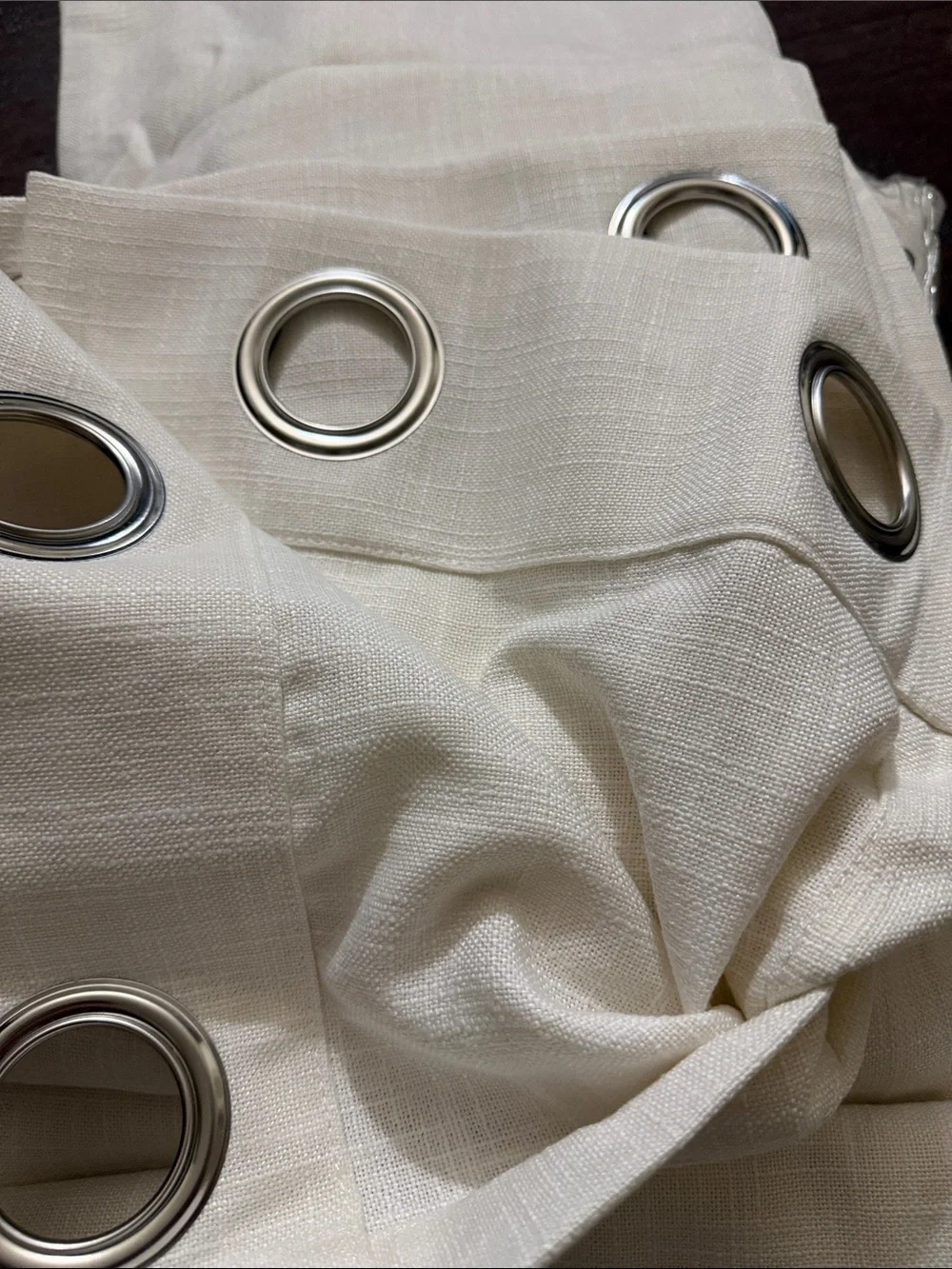 Heavy Faux Linen Grommet Curtain Panels - Ivory (Set of 2)
